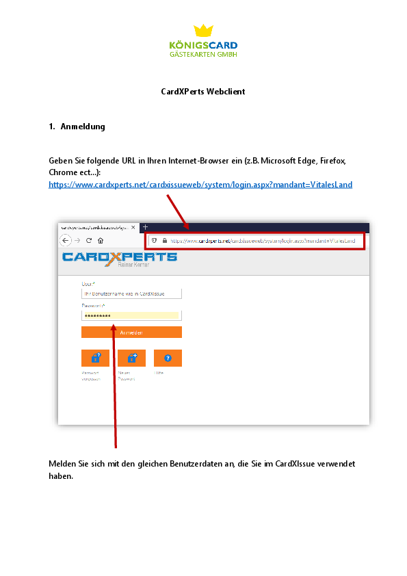 Anleitung Webclient CardXPerts