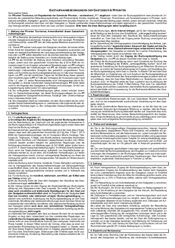 Gastaufnahmebedingungen