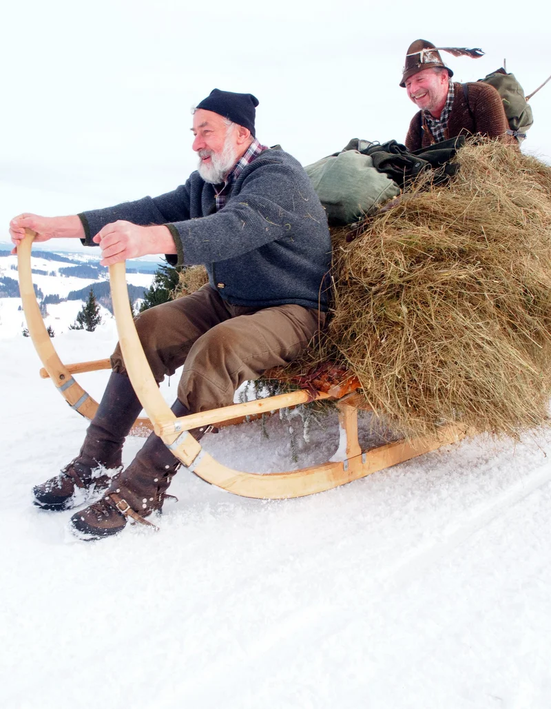 Schalenggenrennen Pfronten im Allgäu Ein Schlitten bei der Abfahrt beim Schalenggenrennen in Pfronten im Allgäu.
